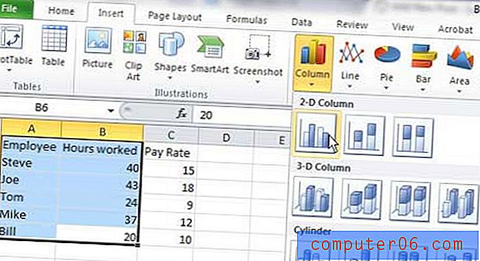 Как да промените етикетите на хоризонталната ос в Excel 2010