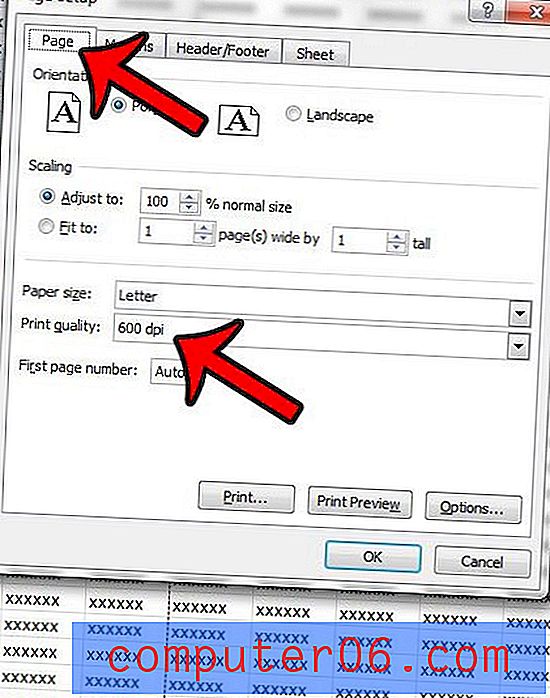 Как да промените резолюцията за печат в Excel 2010
