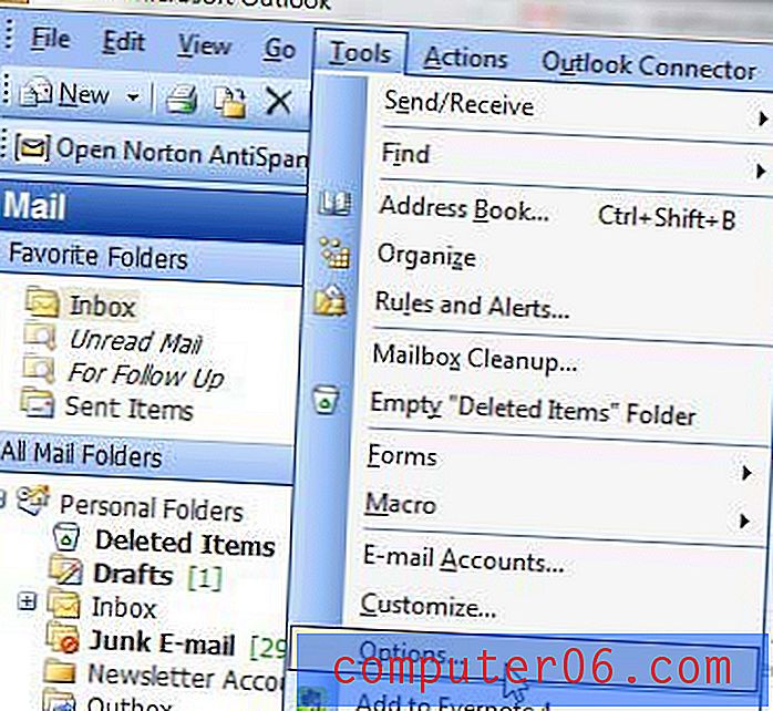 Kuidas koostada Outlook 2003 lihttekstina sõnumeid