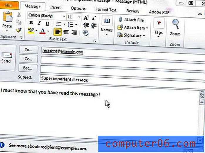 Jak požádat o přečtení v aplikaci Outlook 2010