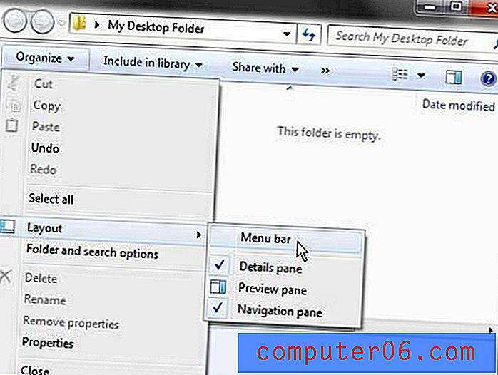 Jak zobrazit panel nabídek v Průzkumníkovi Windows 7