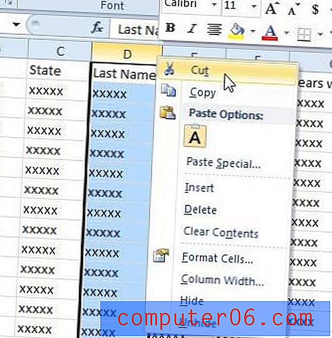 Come modificare l'ordine delle colonne in Excel 2010