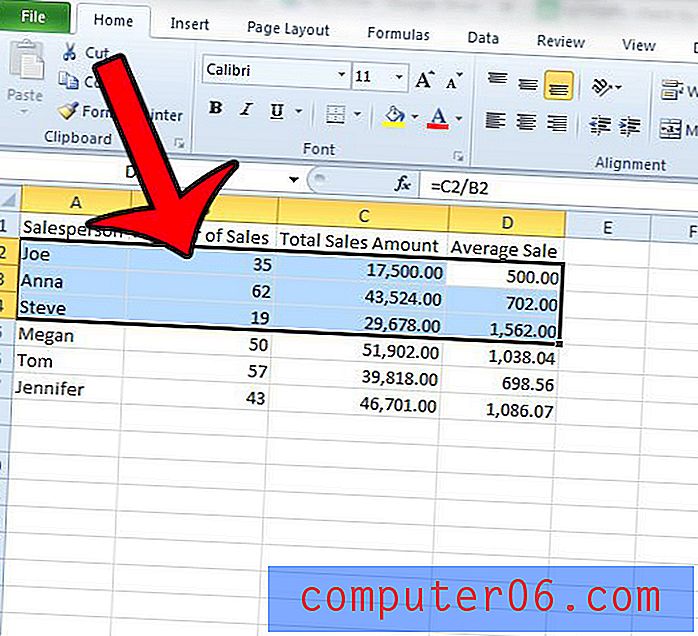 Slik zoomer du inn på et utvalg i Excel 2010