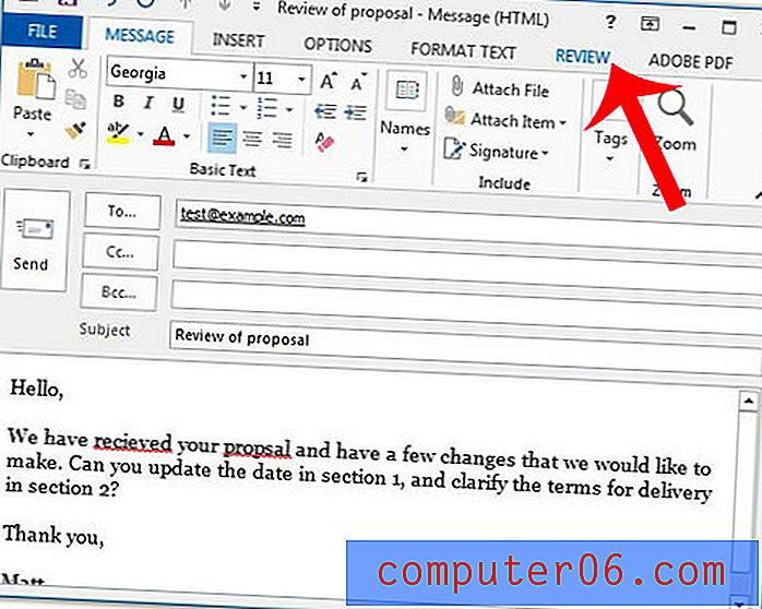 E-kirja õigekirjakontroll rakenduses Outlook 2013