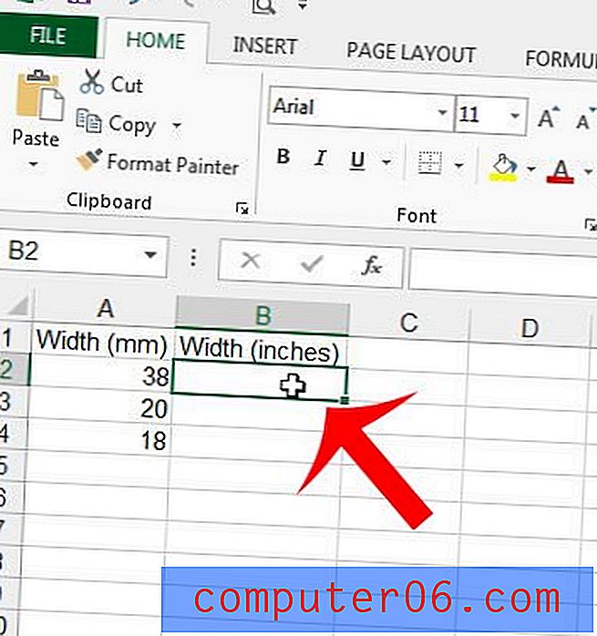 Come convertire MM in pollici in Excel 2013