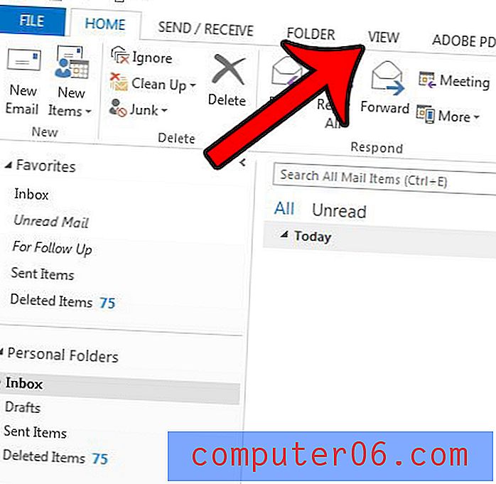 Как да скриете панела с папки в Outlook 2013