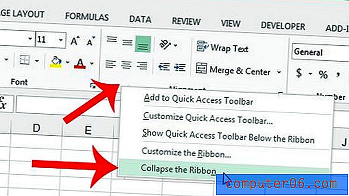Come nascondere la barra multifunzione in Excel 2013