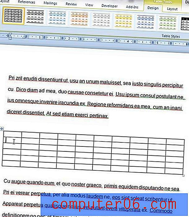Tühja tabeli kustutamine rakenduses Microsoft Word 2010