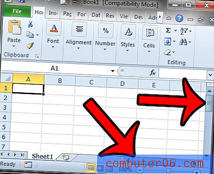 Как да скриете лентите за превъртане в Excel 2010