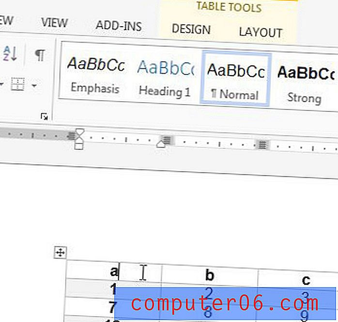 Как да добавите пространство между клетките на таблицата в Word 2013