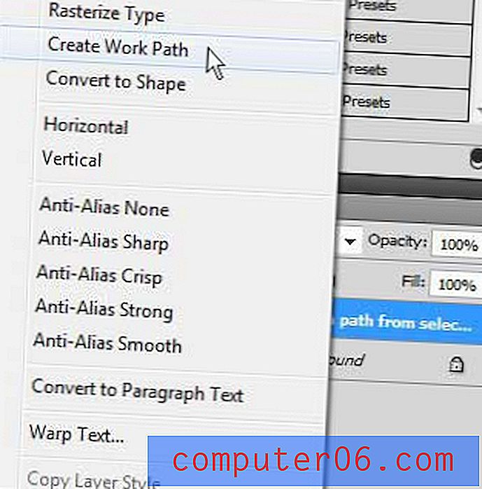 Как да създадете път от текст във Photoshop CS5