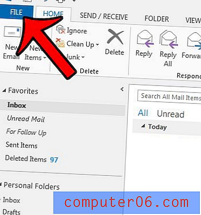 Cómo cambiar la carpeta de inicio predeterminada en Outlook 2013